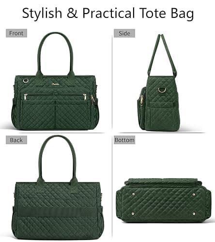 Teacher Bags for Women, 15.6 inch Laptop Work Tote Bag Quilted Nurse Bible Bag Shoulder Handbag for School, Travel | with 40oz Cup Holder, Insulated Pocket, Adjustable Strap, Zipper, Computer Bag, Office Briefcase, Gift for Women thumbnail 8