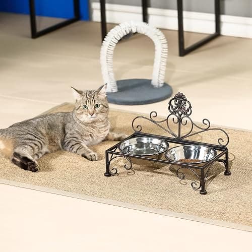 3.54" H Elevated Dog Bowls, Metal Raised Dog Bowl, Cats Bowls with Stand | Dog Bowls with Double Stainless Steel, Pet Feeder for Food and Water Lifted, Elevated Pets Bowl Holder thumbnail 7