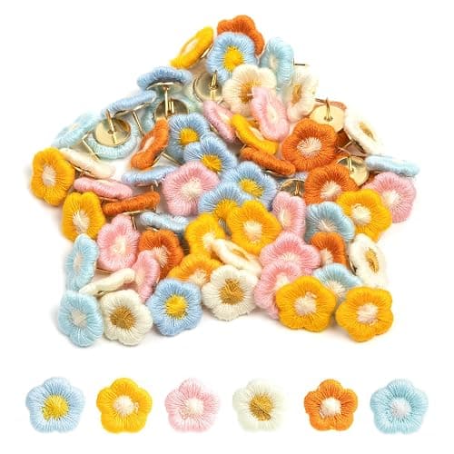 60 Pieces Decorative Pushpins Flower Thumb Tacks Decorative Florest Push Pin CorkBoard Florest Thumbtacks for Photo Wall,Featue Wall,Whiteboard,Cork Board,Map,Bulletin Board,Office or Home thumbnail 6