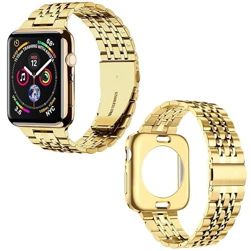 MioHHR Compatible with Apple Watch band 38mm/40mm/41mm/42mm/44mm/45mm/46mm, Solid Stainless Steel Metal Strap for iWatch Series 11/10/SE/9/8/7/6/5/4/3/2/1 Men and Women thumbnail 2