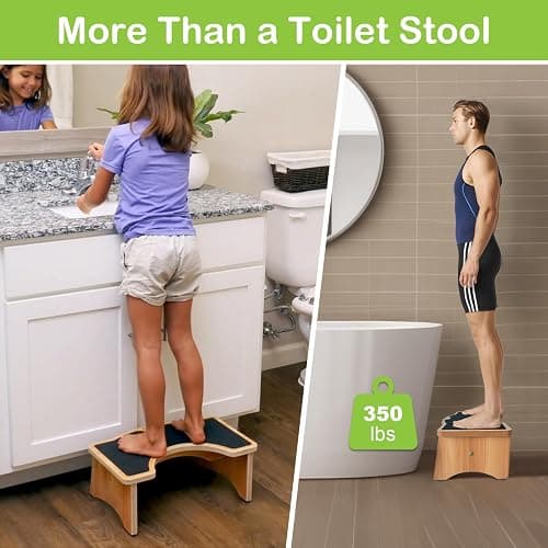 StrongTek Enhanced Squatting Toilet Stool, Wooden Potty Stool for Bathroom, Extra-Thick Wood, Sturdy 350 lbs Capacity, Comfortable Toilet Stool for Kids, Adults & Seniors thumbnail 6