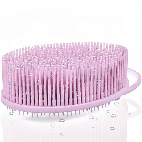 Exfoliating Body Scrubber Silicone - Textured Back Scrubber Shower Brush - Avilana Bath Loofah Alternative Dual Sided - Gentle Smoothing Body Wash Tool Rough Skin - Gift Women Men - Image 1