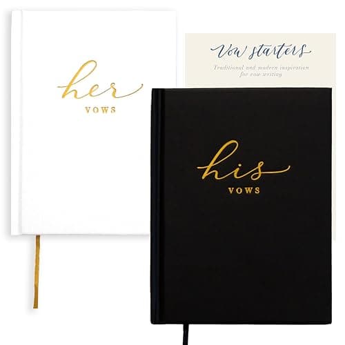 Wedding Vow Books His and Hers – Perfectly Sized, Hardcover Vow Booklets with Gold Foil Lettering – Vows Book Her & Him, Wedding Essentials Idea, Wedding Registry Gifts (Black Ivory, Gold) - Image 1