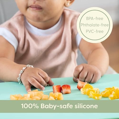UpwardBaby Rectangular Silicone Toddler Placemat - Food-Catching Suction Table Mat, BPA-Free Baby-Led Weaning Supply, Easy-Clean Washable Mat, Gray thumbnail 5