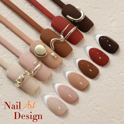 Double Rhythm 6 Pcs 15 ML Gel Polish Set Same Color Same Bottle Soak Off Gel Polish Kit Nail Art Manicure Salon DIY at Home for Women (Coffee Brown Nude Red Beige Pink-T6-5) thumbnail 7