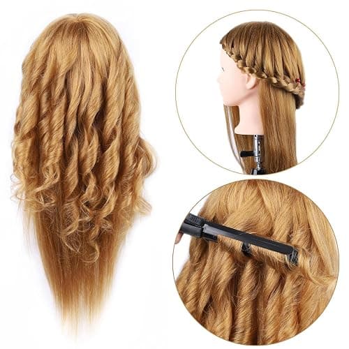 Cosmetology Mannequin Head with Hair 50% Human Straight Hair 26 inch Mannequin Head Doll Head with Hair Manikin Makeup Practice Head for Hair Styling thumbnail 2