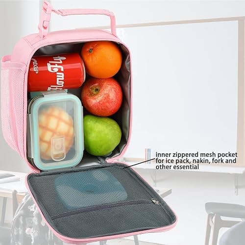 GYEUKHAM Lunch Box for Kids Boys Girls Men Women, Insulated Small Soft Cooler Lunch Bag Kit for School Work Picnic Travel - Reusable Portable lunchbox, Pink thumbnail 9