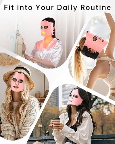 Infrared Red Light Therapy Mask: High Power for Glowing Skin – Ultra-Thin 1.8mm 4.6oz, 830nm 633nm 590nm, Rechargeable, Red light therapy for face Luxury Gift - Pink Windmill thumbnail 7