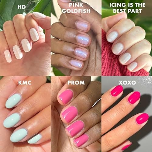 Olive & June Gel Nail Polish Set, 6 Shades and Top Coat | Includes HD, KMC, Pink Goldfish, Icing Is The Best Part, Prom, XOXO, gel top and base coats; hema-free; UV LED lamp needed thumbnail 3
