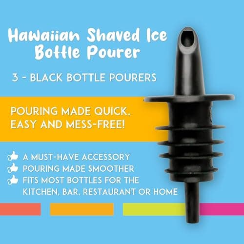 Hawaiian Shaved Ice Syrup Precise Control Bottle Pourers - Professional Pour Spouts for Snow Cone & Drink Flavors (3-Pack) thumbnail 4