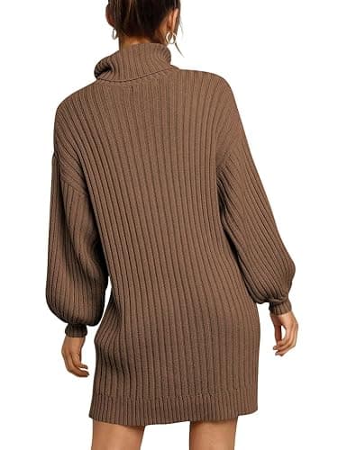 ANRABESS Women Oversized Sweater Dress Turtleneck Batwing Long Sleeve Ribbed Knit Loose 2025 Fall Winter Casual Short Dress thumbnail 5
