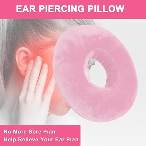 Piercing Pillow for Side Sleepers, Soft and Comfortable Donut Pillow, CNH Pillow Ear Pillows with Holes for Ear Pain, Piercing, Pain Relief Sleeping, Pressure Sore, Ear Pressure Relief (Light Pink) thumbnail 5