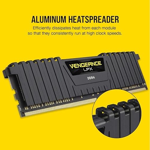 CORSAIR Vengeance LPX DDR4 RAM 32GB (2x16GB) 3200MHz CL16-20-20-38 1.35V Intel AMD Desktop Computer Memory - Black (CMK32GX4M2E3200C16) thumbnail 4