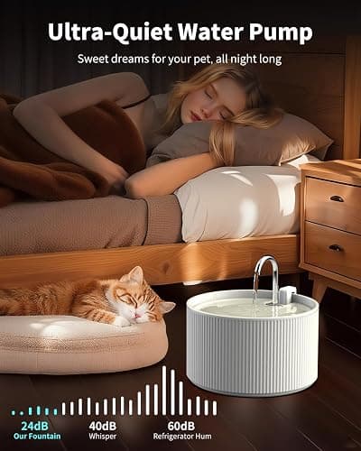 Ceramic Cat Water Fountain, 2.2L/74oz Automatic Pet Drinking Fountain for Indoor Cats and Small Dogs, Ultra Quiet, BPA-Free, Cat Water Dispenser with Filter – Easy to Clean thumbnail 3