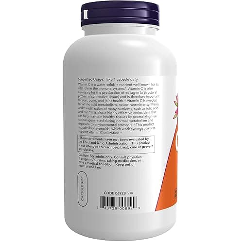 NOW Foods Supplements, Vitamin C-1,000 with 100 mg of Bioflavonoids, Antioxidant Protection*, 250 Veg Capsules - 250 Caps by Now thumbnail 3