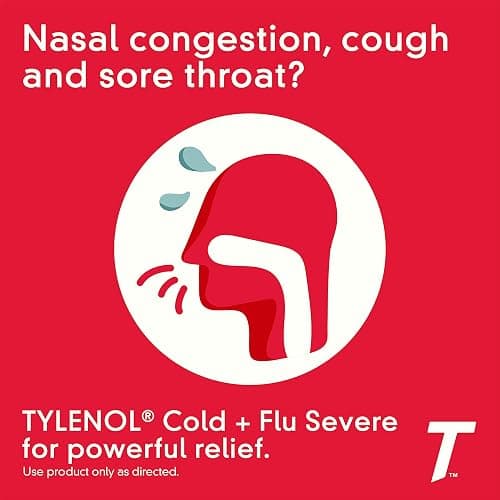 Tylenol Cold + Flu Severe Medicine Caplets for Fever, Pain, Cough & Congestion, 24 ct. - 24 Count (Pack of 1) - Cold + Flu - Caplets thumbnail 3