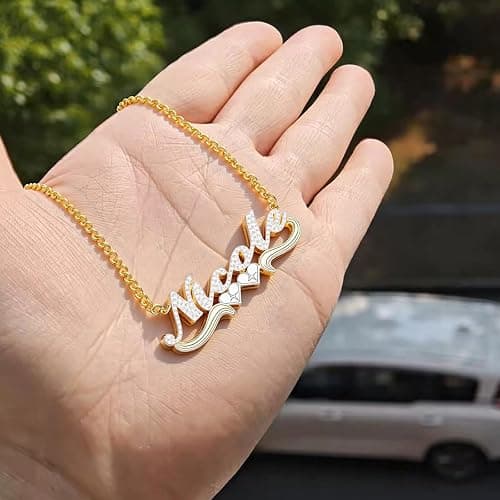 Zloris Custom Double Plated Name Necklace 18K Gold Plated Name Chains for Women Nameplate Pendant Jewelry Gift thumbnail 3