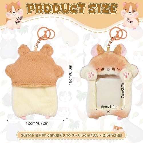 NEWEST Hamster Plush Kpop Photocard Holder with Keychain, Cute Hamster ID Badge Holder Protector Cover, Soft Cartoon Animal Photo Case Sleeves Stationery for Idol ID Card Student Worker Bag Charm thumbnail 3