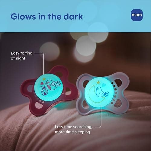 MAM Original Baby Pacifiers 0-6 Months, Binky for Newborn Babies, BPA-Free Skin Soft Silicone Nipple, Glows in The Dark, Developed with Medical Experts, 4 Pack, Made in Europe thumbnail 4