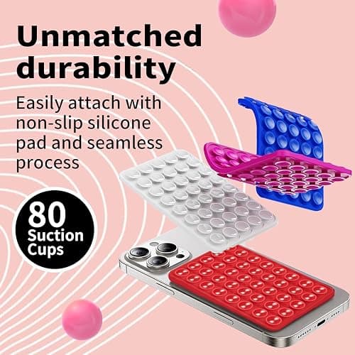 Suction Phone Mount Double Sided Octo Buddy for MagSafe Case, Silicone Sticky Grip Secure Holder for iPhone, Hands-Free Taking Photo/Recording Video/Live Streaming for Instagram Influencer（red） thumbnail 6