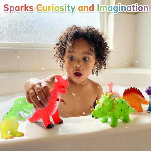 Color Changing Dinosaur Bath Toys: No Hole Mold Free Bath Toys for Kids Ages 3-5 & 4-8 | Magic Water Activated Bathtub Dino Play Set for Toddler Boys Girls thumbnail 2