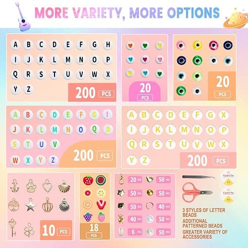 Goldwise Friendship Bracelet Kit 4 Boxes-13078 Pcs 72 Colors Bracelet Making Kits with Clay, Glass Seed and 3 Styles Letter Beads with Charms for DIY Craft Gift thumbnail 3