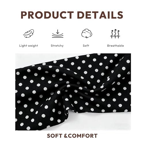 Aranya Women’s Headbands 5pcs / 4pcs – Soft Stretchy Fabric Headbands for Everyday Wear, Yoga, Workout & Fashion Outfits Gifts for Women – Multiple Styles Available (Polka Dot) thumbnail 2