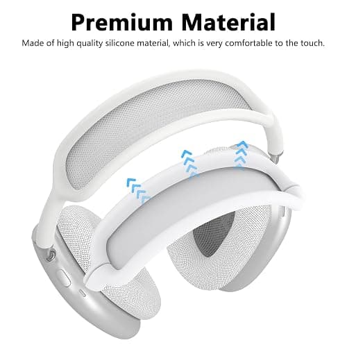 Silicone Case Cover for AirPods Max Headphones,Ear Pad Case Cover/Ear Cups Cover/Headband Cover for AirPods Max (USB-C/Lightning)(2024/2020),Accessories Silicone Protector for Apple AirPods Max, White thumbnail 7