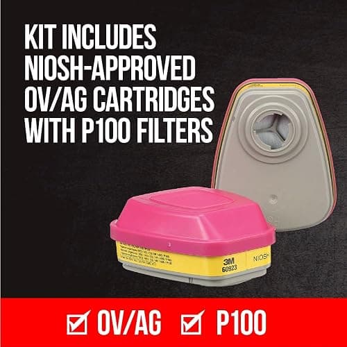 3m 62023ha1-c Half Facepiece Reusable Respirator All-in-one Kit, Multi-purpose, M (1 Mask and 1-pair Cartridges) thumbnail 4