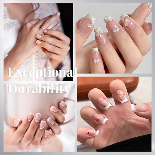 Krofaue French Nail Tips - 120PCS Acrylic White Fake Nails Art Tips 12 Sizes Half Cover False Nails Wrap Edge Square Nails with Case for DIY Nail Extensions thumbnail 2