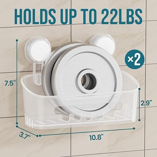 TAILI Shower Caddy Suction Cup, Heavy Duty Bathroom Organizer, Removable Shelves for Inside Shower, Shampoo, Waterproof Suction Plastic Storage for Bathroom Accessories Holder, Frosted Clear thumbnail 2