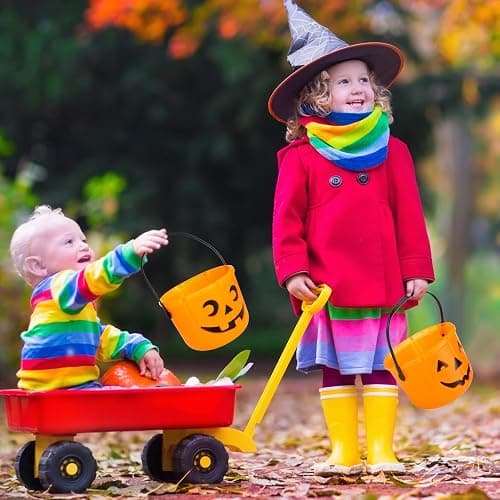 Jenaai 12 Halloween Trick or Treat Buckets Halloween Pumpkin Buckets Halloween Party Favors Pumpkin Face Candy Basket Plastic Pail Candy Bowl Holder with Handle or Party Decoration (Orange) thumbnail 6