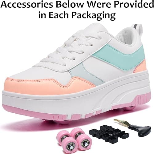 ANEFUN Roller Skate Shoes for Kids Girls Boys Detachable Wheeled Fashion Sneakers thumbnail 3