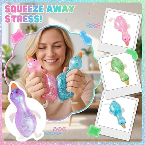 Duck Squishy Giant Sugar Stress Ball 2026 New Glitter Sugar Slow Stress Relief Squeeze Toy Colorful Decompression Fidget Sensory Toy Pink thumbnail 4