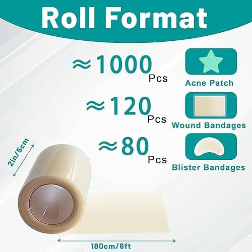 Hydrocolloid Roll, Hydrocolloid Bandages Roll for Wound Care, Medical Grade, Cut-to-Size, Self-Adhesive, Flexible & Waterproof, First Aid Kit Essential (2in x 6ft, 0.3mm Thickness) thumbnail 3