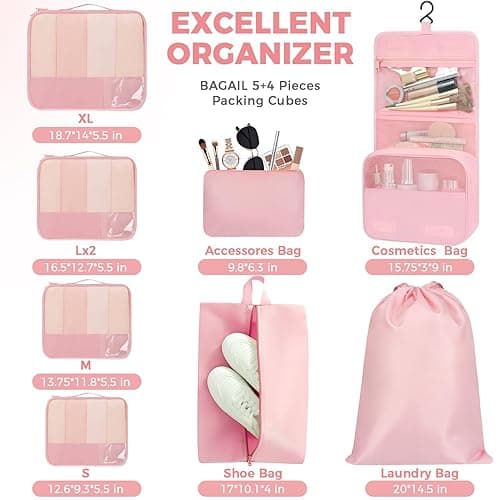BAGAIL 9 Set Packing Cubes Luggage Packing Organizers for Travel Accessories thumbnail 5