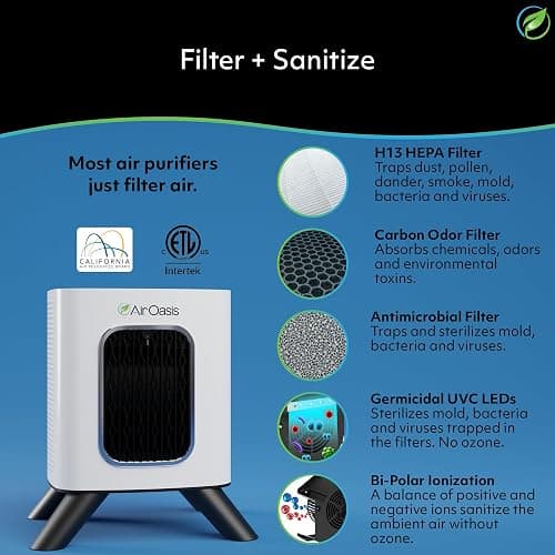 Air Oasis iAdaptAir 2.0 H13 HEPA Filter Air Purifier Reduces 99% of Viruses, Mold, Dust, Smoke, Pollen & Odors Quietest on The Market WiFi Compatible 1,325 Sq Ft of Clean Air thumbnail 8