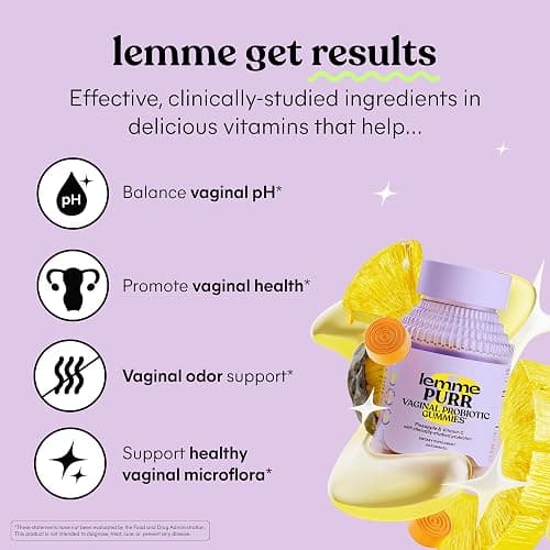 Lemme Purr Vaginal Probiotic Gummies for Women, 30-Day Supply | Balanced pH, Healthy Odor, Yeast Balance & Flora Support + Vitamin C for Immune Health - Tasty Pineapple thumbnail 2
