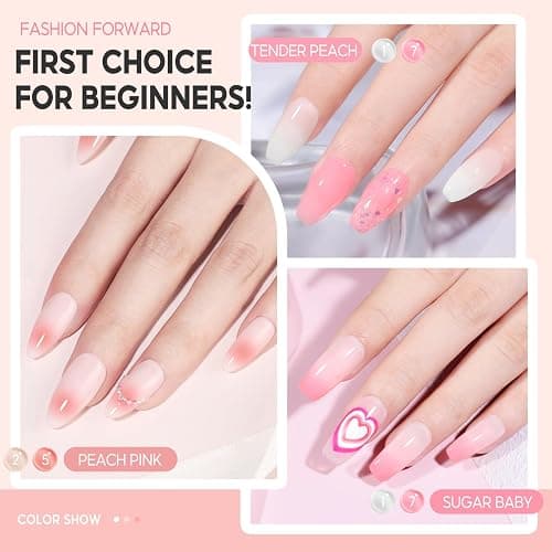 PEACECOLOR Jelly Gel Nail Polish Set 10ML 6pcs Nude Pink Neutral Sheer Transparent Spring Colors Soak Off Milky Jelly Gel Polish Nail Art Manicure Gifts for Women Salon DIY thumbnail 3