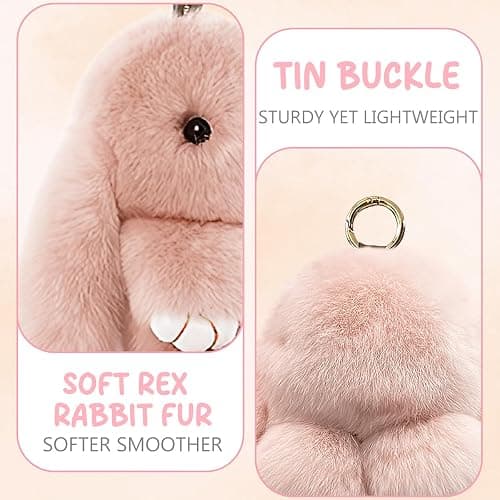 jewsuva Bunny Keychain, Bunny Keychain with Tin, Bun-ny Cute Plush Key Chain, Handmade Soft Pompom Charms thumbnail 7