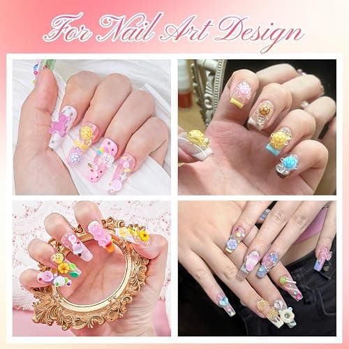 250pcs Kawaii 3D Candy Nail Charms Kit,Y2K Cartoon Gummy Bear Bees Fruit Pineapple Sweet Candy Lollipop Donut Ice Cream Cute Heart Star Bows Mixed Colors Jewelry Nail Embellishments for Nail Art Craft thumbnail 7