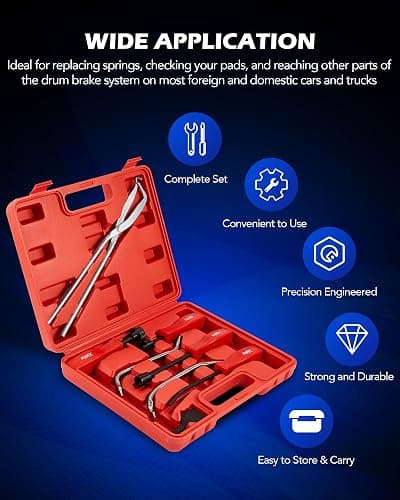 Orion Motor Tech Disc Brake Pad and Caliper Service Tool Kit with Case & 8pc Drum Brake Tool Kit, Drum Brake Tool with Drum Brake Spring Tool, Bundle thumbnail 8