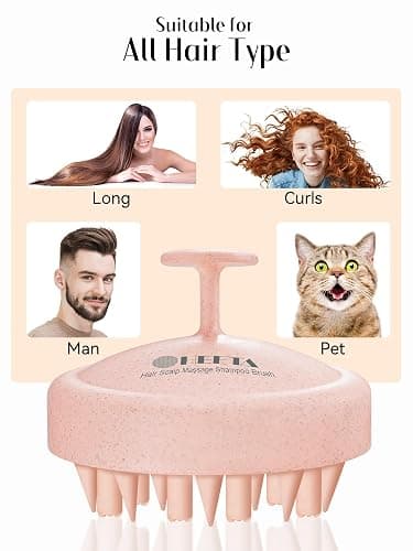 HEETA Hair Scalp Massager for Hair Growth, Shampoo Brush, Scalp Scrubber Exfoliator with Soft Silicone Bristles for Dandruff Removal to Relieve Stress, Wet Dry Use Updated Material, Pink thumbnail 7