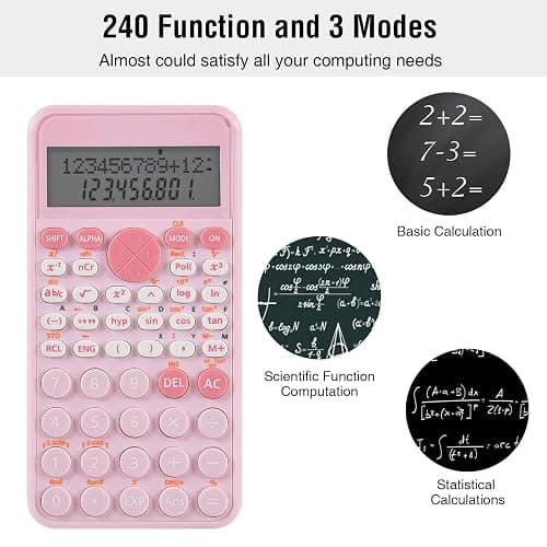 EooCoo 2-Line Standard Scientific Calculator, Portable and Pink School Supplies, Back to School Supplies for Primary Middle High School & College Students thumbnail 6