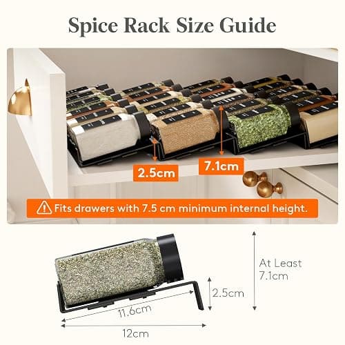Lifewit Spice Drawer Organiser, 36PCS Interlocking Expandable Spice Rack Tray Inserts with Non-Slip Mats for Kitchen Drawers, Adjustable Storage for Spice and Seasoning Jars, Black thumbnail 3