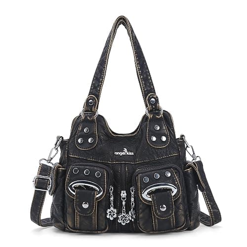 Angel Kiss Purses for Women Small Hobo Crossbody Bags Multi-Pocket Vegan Leather Hobo Handbags Tote Bag with Crossbody Strap - Image 1