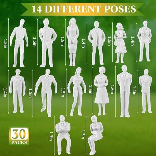 Namalu 30 Personnages Miniatures pour Modélisme Échelle 1:50 Mini Figurines de Diorama Figurines de Personnes Blanches Non Peintes Maquettes Architecturale Modèles de Personnes pour Scènes Trains thumbnail 2