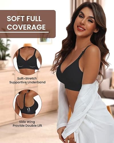 HORISUN Comfortable Seamless Full Coverage Bra for Women Wireless Bras with Soft Support Regular and Plus Size thumbnail 4