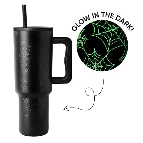 Simple Modern Halloween Tumbler with Handle | 40oz | Spiderweb | Trek Tumbler, Travel Mug | Insulated Water Bottle, Cupholder Friendly, Stainless Steel Cup, Spiderwebs thumbnail 3