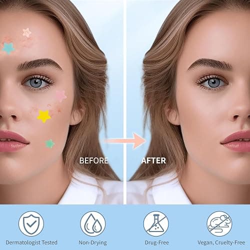 QUSTERE Pimple Patches for Face, Hydrocolloid Acne Patches, Cute Star Zit Covers, Colorful Spot Stickers with Tea Tree, Salicylic Acid & Cica Oil| 3 Sizes (10mm, 12mm & 14mm) |200 Count thumbnail 4